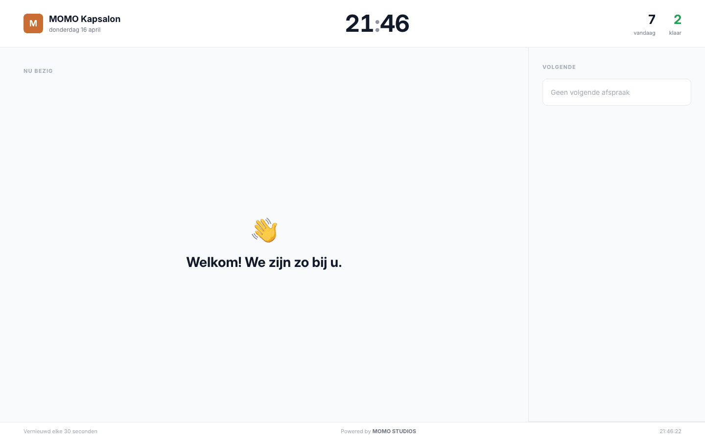 Wachtruimte scherm — preview