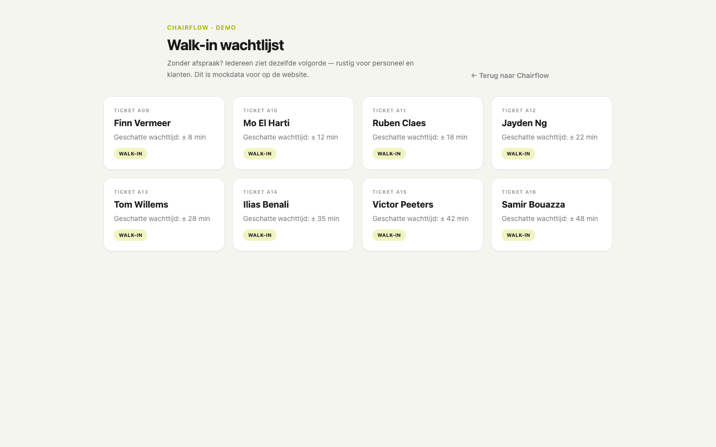 Walk-in wachtlijst — preview