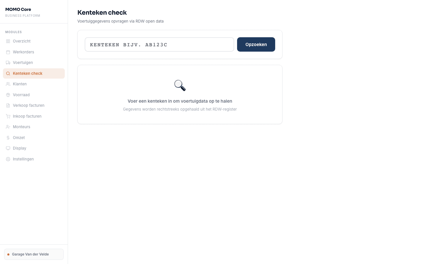 Kenteken check (RDW) — preview