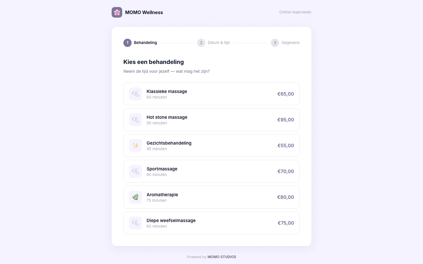 Online boeken voor cliënten — preview